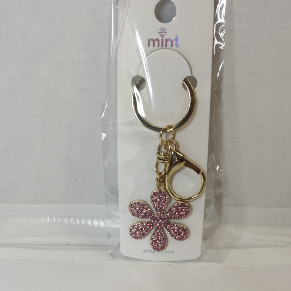 Mint Gold and Pink Floral Key Holder